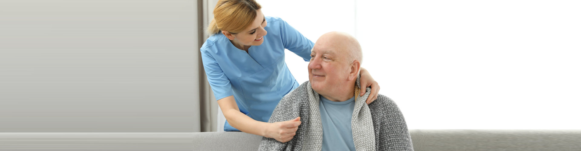 woman and old man talking